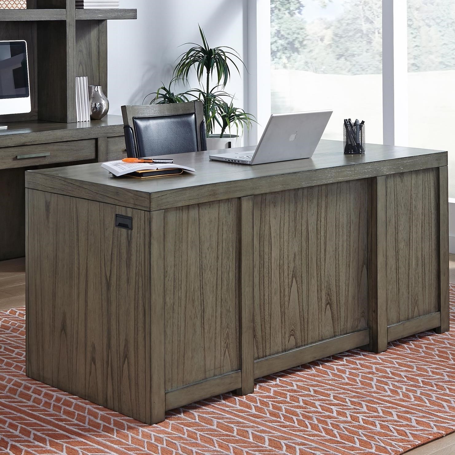 Office desk with electrical outlets top